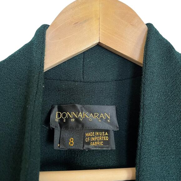Vintage Donna Karan Black Label Archival Green Wool Wrap Dress Union-Made Size S - Picture 4 of 14